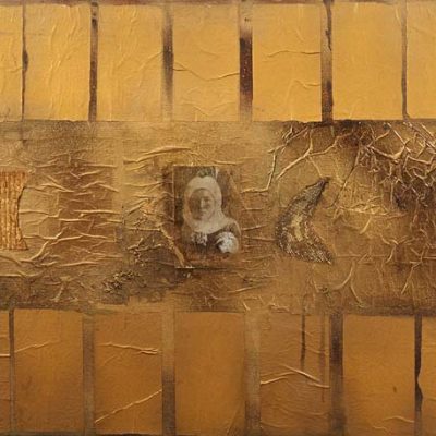 Talant Ogobaev,1999, Mixed media on canvas, 66x76 cm.